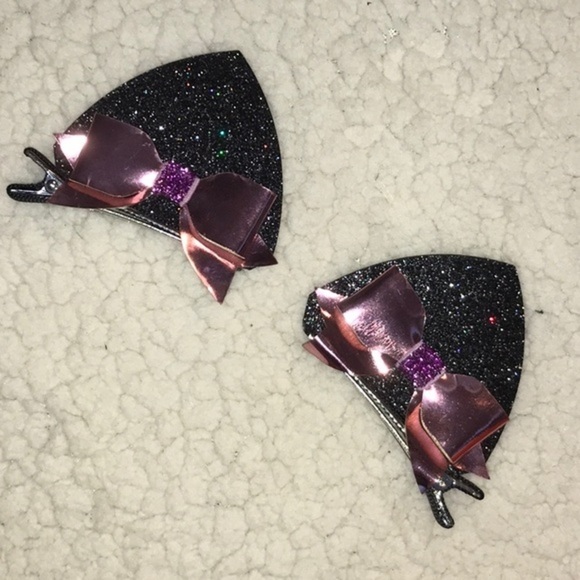Sparkly kitty ears Pink bow black NWT - Picture 4 of 6